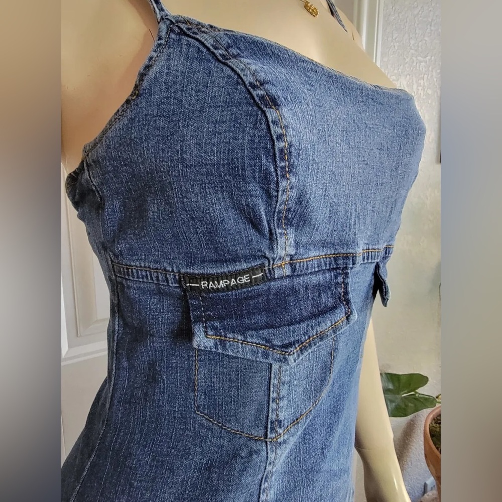 Vintage 90’s Rampage Denim Knee Length Body-con Dress Size 7